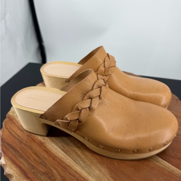 Loeffler Randall Shoes - LOEFFLER RANDALL Lupa Wooden Mid Heel Italian Leather Clog Size 9